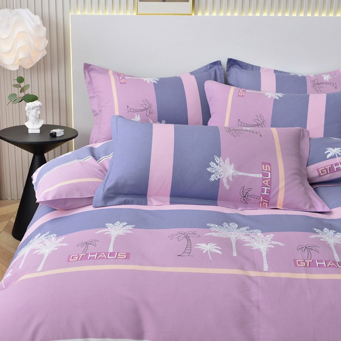 91家纺网 家纺一手货源 找家纺 登登家纺 2025新款全棉13070四件套 椰林风影