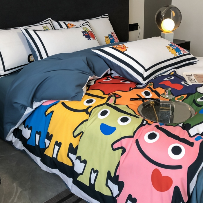 91家纺网 家纺一手货源 找家纺 花沐 2025新款轻奢潮牌亲肤棉纯棉四件套 轻奢萌宠乐园