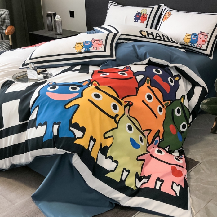 91家纺网 家纺一手货源 找家纺 花沐 2025新款轻奢潮牌亲肤棉纯棉四件套 轻奢萌宠乐园