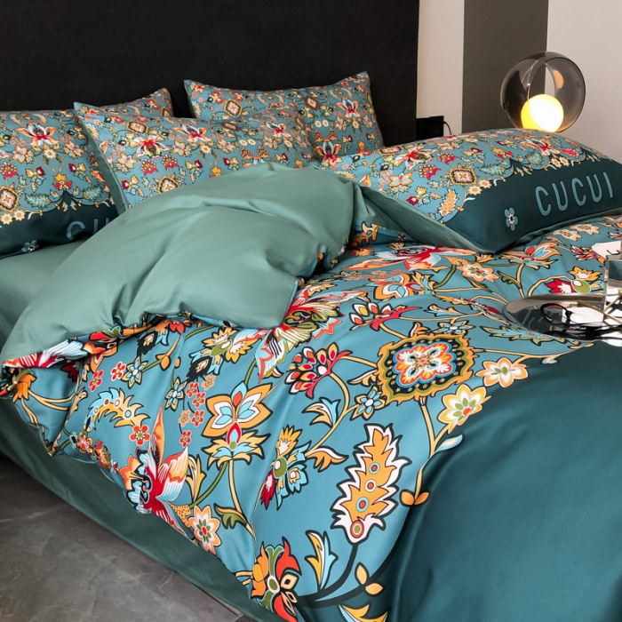 91家纺网 家纺一手货源 找家纺 花沐 2025新款轻奢潮牌亲肤棉纯棉四件套 轻奢晴茉