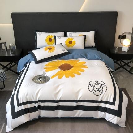 花沐 2025新款轻奢潮牌亲肤棉纯棉四件套 轻奢太阳花