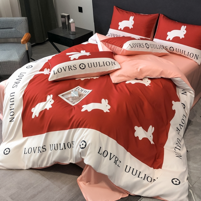 91家纺网 家纺一手货源 找家纺 花沐 2025新款轻奢潮牌亲肤棉纯棉四件套 轻奢小兔