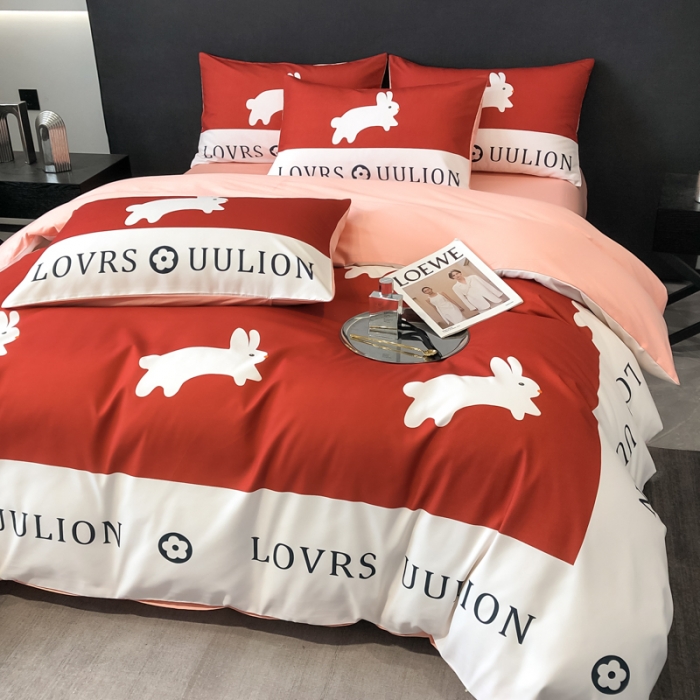 91家纺网 家纺一手货源 找家纺 花沐 2025新款轻奢潮牌亲肤棉纯棉四件套 轻奢小兔