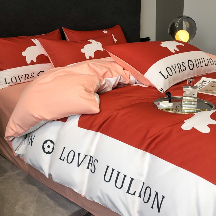 91家纺网 家纺一手货源 找家纺 花沐 2025新款轻奢潮牌亲肤棉纯棉四件套 轻奢小兔