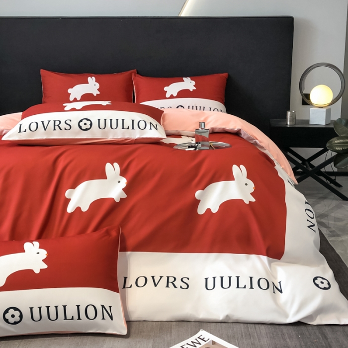 91家纺网 家纺一手货源 找家纺 花沐 2025新款轻奢潮牌亲肤棉纯棉四件套 轻奢小兔