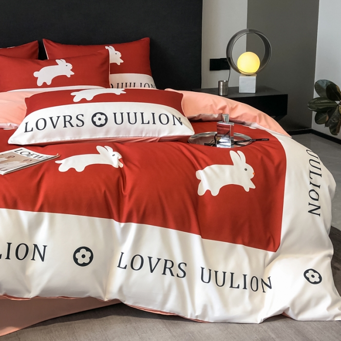 91家纺网 家纺一手货源 找家纺 花沐 2025新款轻奢潮牌亲肤棉纯棉四件套 轻奢小兔