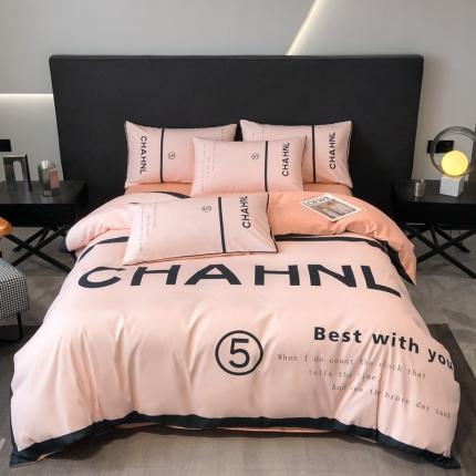 花沐 2025新款轻奢潮牌亲肤棉纯棉四件套 小香风粉色