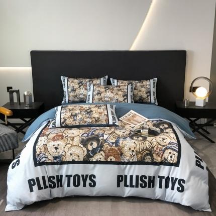 花沐 2025新款轻奢潮牌亲肤棉纯棉四件套 轻奢小熊