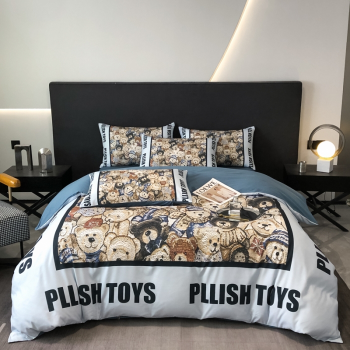 91家纺网 家纺一手货源 找家纺 花沐 2025新款轻奢潮牌亲肤棉纯棉四件套 轻奢小熊