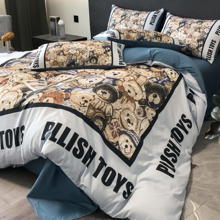 91家纺网 家纺一手货源 找家纺 花沐 2025新款轻奢潮牌亲肤棉纯棉四件套 轻奢小熊