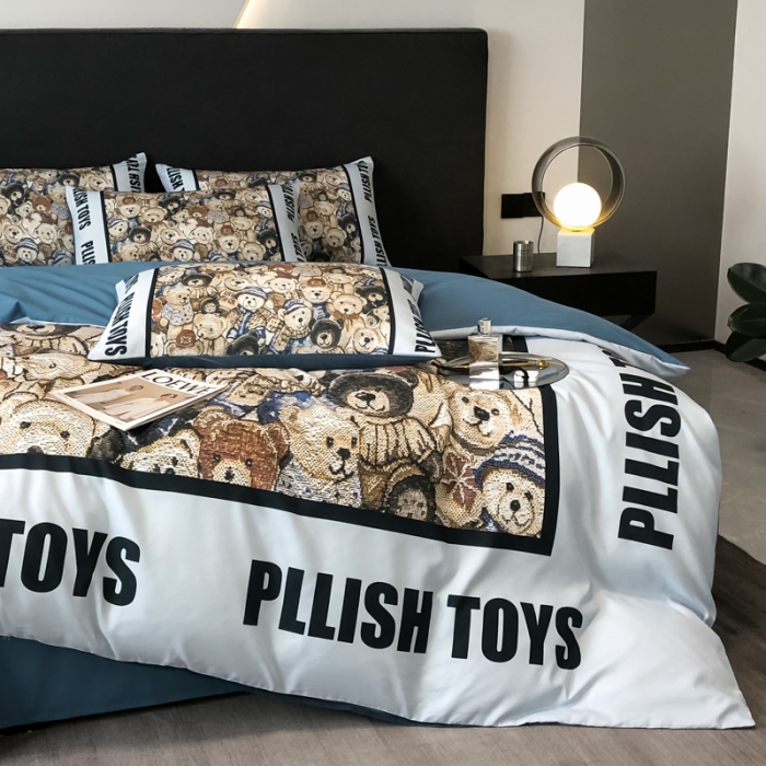 91家纺网 家纺一手货源 找家纺 花沐 2025新款轻奢潮牌亲肤棉纯棉四件套 轻奢小熊