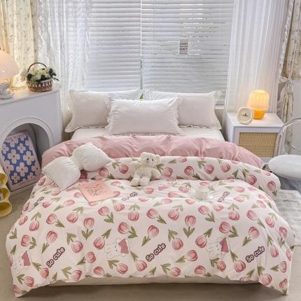 91家纺网 家纺一手货源 找家纺 朵安家纺 2024新款12868全棉单被套系列花仙兔