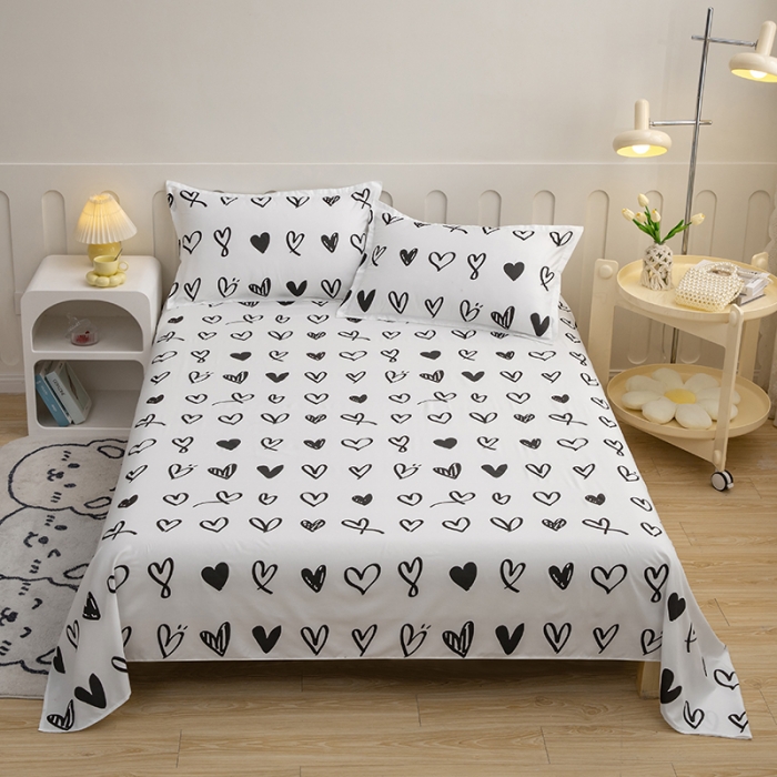 91家纺网 家纺一手货源 找家纺 馨乐 2022新款亲肤印花单品床单比心