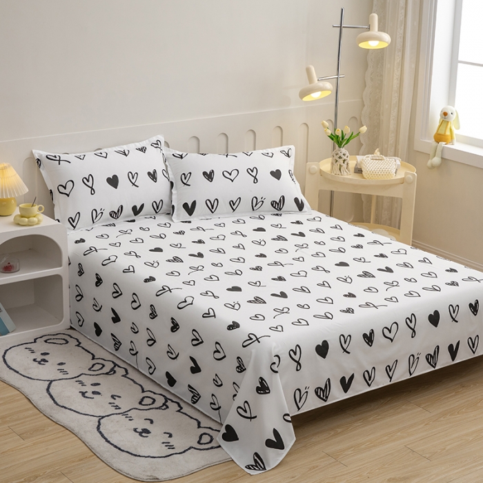 91家纺网 家纺一手货源 找家纺 馨乐 2022新款亲肤印花单品床单比心