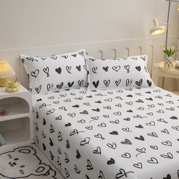 91家纺网 家纺一手货源 找家纺 馨乐 2022新款亲肤印花单品床单比心