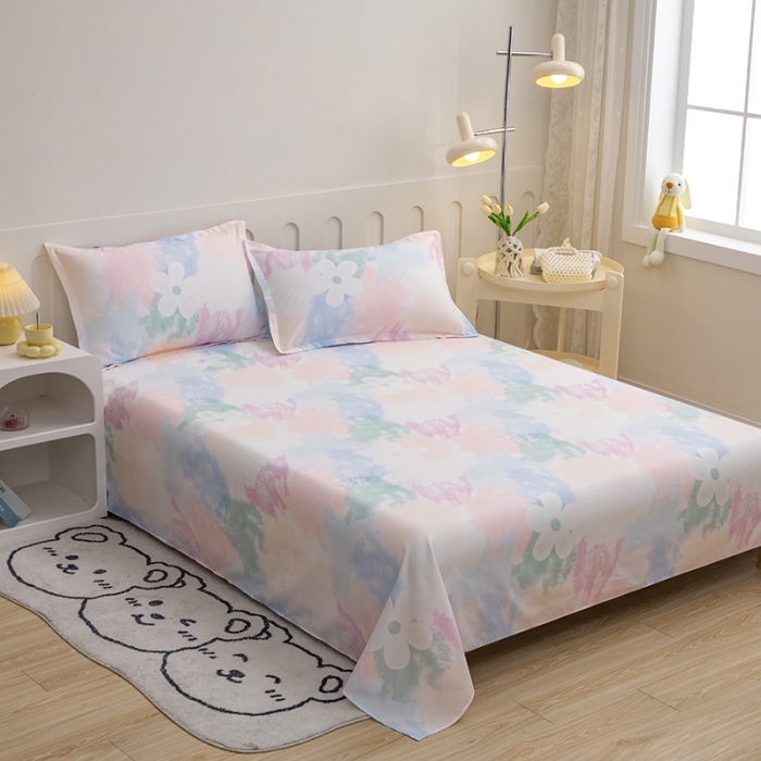 91家纺网 家纺一手货源 找家纺 馨乐 2022新款亲肤印花单品床单马卡龙