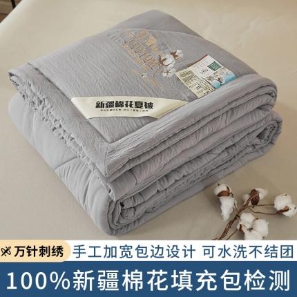 千百笠 新疆纯棉花宽边绣花款全棉水洗棉夏凉被空调被薄款春秋被 贵族灰