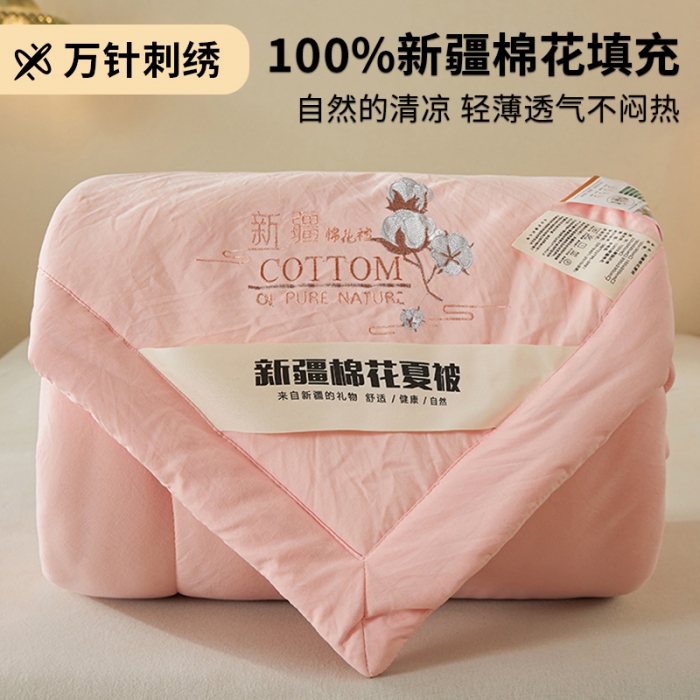 91家纺网 家纺一手货源 找家纺 千百笠 新疆纯棉花宽边绣花款全棉水洗棉夏凉被空调被薄款春秋被 贵族玉