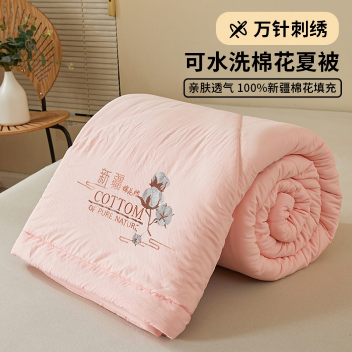 91家纺网 家纺一手货源 找家纺 千百笠 新疆纯棉花宽边绣花款全棉水洗棉夏凉被空调被薄款春秋被 贵族玉