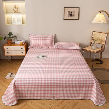 91家纺网 家纺一手货源 找家纺 新印象 2025新款全棉老粗布凉席两件套三件套 粉小格