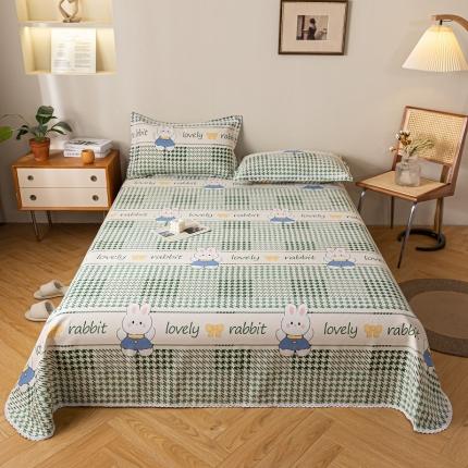 91家纺网 家纺一手货源 找家纺 新印象 2025新款全棉老粗布凉席两件套三件套 开心兔绿