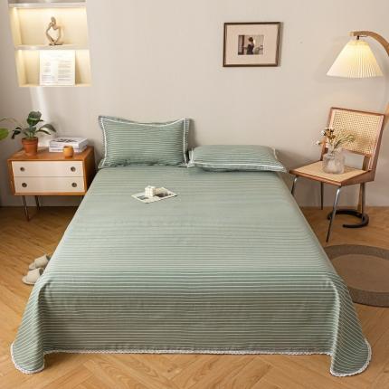 91家纺网 家纺一手货源 找家纺 新印象 2025新款全棉老粗布凉席两件套三件套 条纹绿