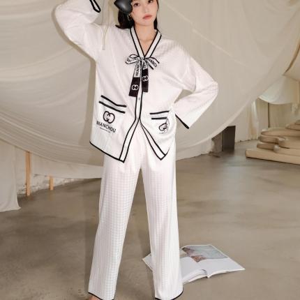 91家纺网 家纺一手货源 找家纺 （总）洛兰沙 2023新款冰丝家居服长袖套装