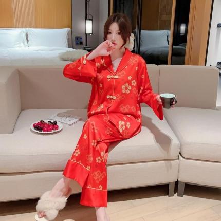 91家纺网 家纺一手货源 找家纺 （总）洛兰沙 2023新款冰丝家居服长袖套装