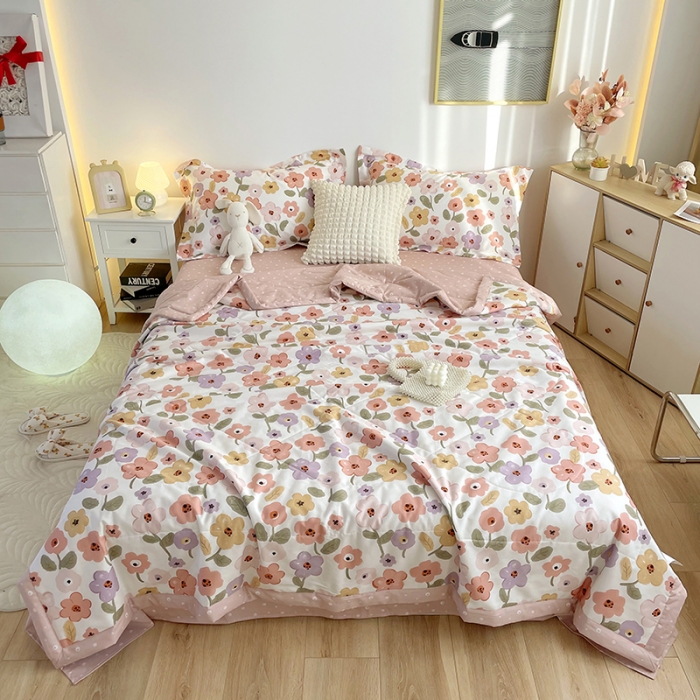 91家纺网 家纺一手货源 找家纺 仟网汇  2023新款全棉新疆棉花夏凉被 海洋花-红