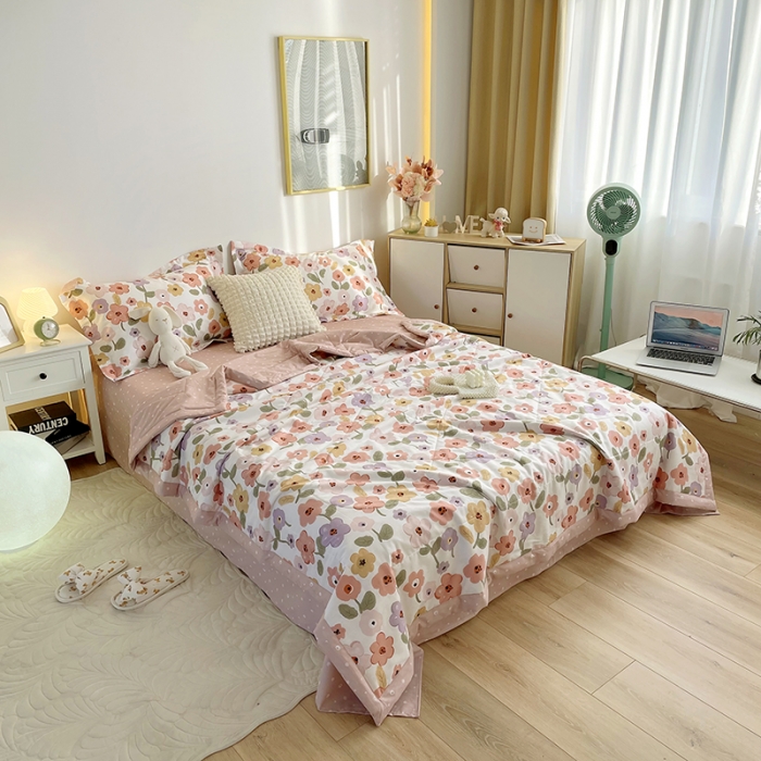 91家纺网 家纺一手货源 找家纺 仟网汇  2023新款全棉新疆棉花夏凉被 海洋花-红