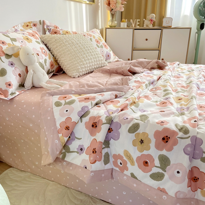 91家纺网 家纺一手货源 找家纺 仟网汇  2023新款全棉新疆棉花夏凉被 海洋花-红