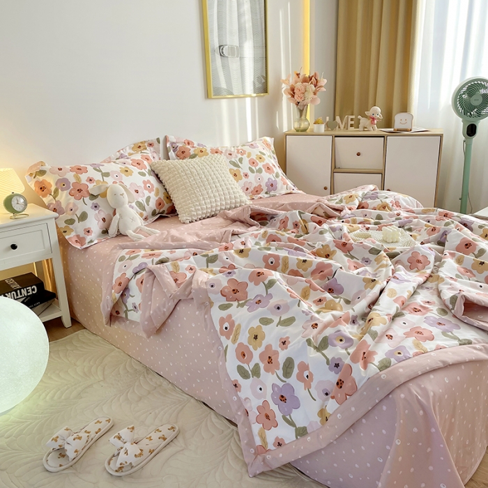 91家纺网 家纺一手货源 找家纺 仟网汇  2023新款全棉新疆棉花夏凉被 海洋花-红