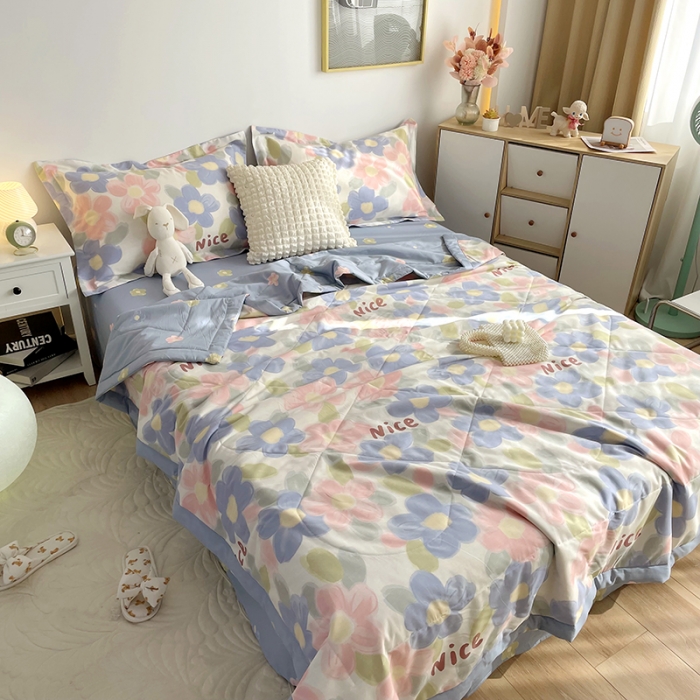 91家纺网 家纺一手货源 找家纺 仟网汇  2023新款全棉新疆棉花夏凉被 蓝海晨光