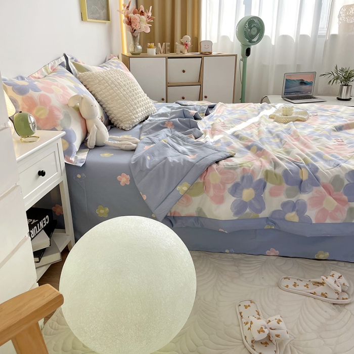 91家纺网 家纺一手货源 找家纺 仟网汇  2023新款全棉新疆棉花夏凉被 蓝海晨光