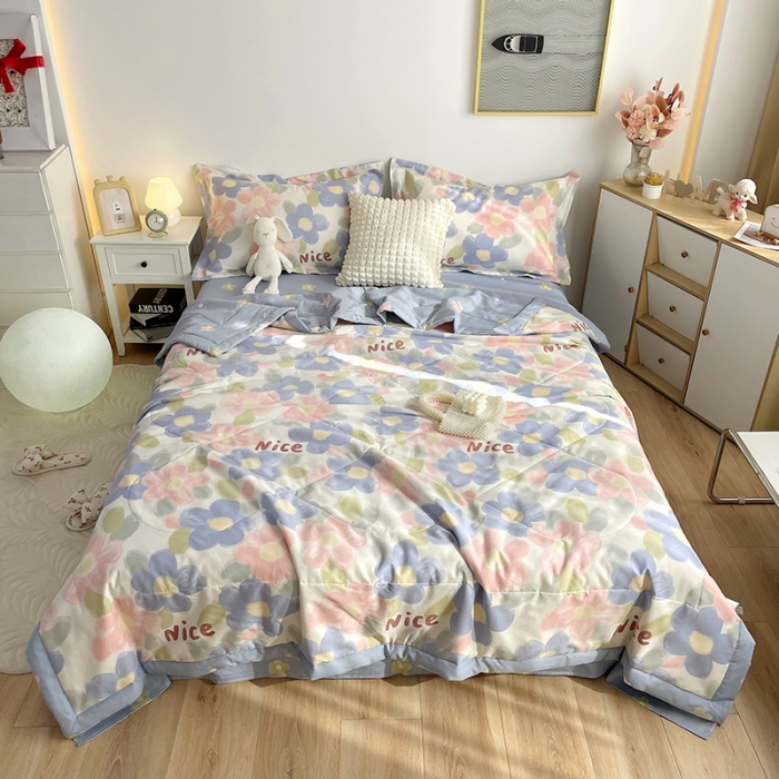 91家纺网 家纺一手货源 找家纺 仟网汇  2023新款全棉新疆棉花夏凉被 蓝海晨光