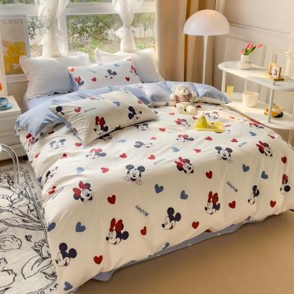 91家纺网 家纺一手货源 找家纺 田野2023新款133372全棉小清新四件套 米奇乐园