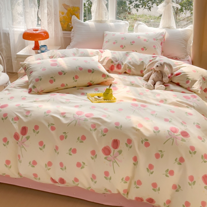 91家纺网 家纺一手货源 找家纺 田野2023新款133372全棉小清新四件套 邂逅