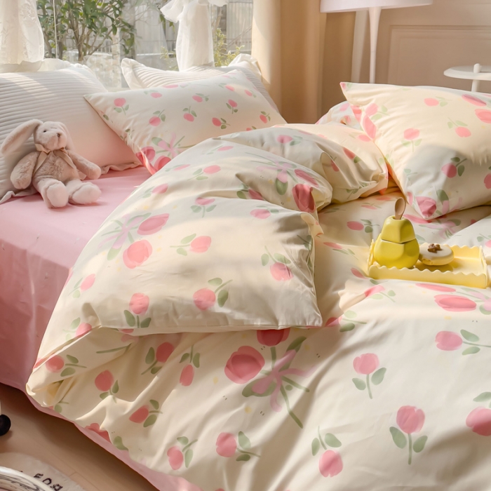 91家纺网 家纺一手货源 找家纺 田野2023新款133372全棉小清新四件套 邂逅