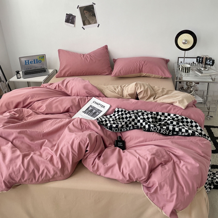 91家纺网 家纺一手货源 找家纺 （总）蓝淋家纺 2023新款双拼水洗棉高级感亲肤四件套/三件套