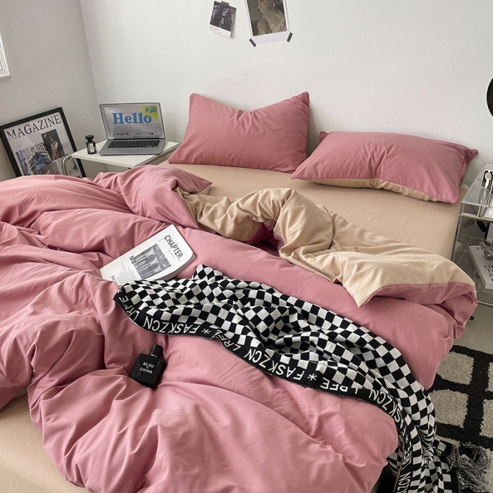 91家纺网 家纺一手货源 找家纺 （总）蓝淋家纺 2023新款双拼水洗棉高级感亲肤四件套/三件套