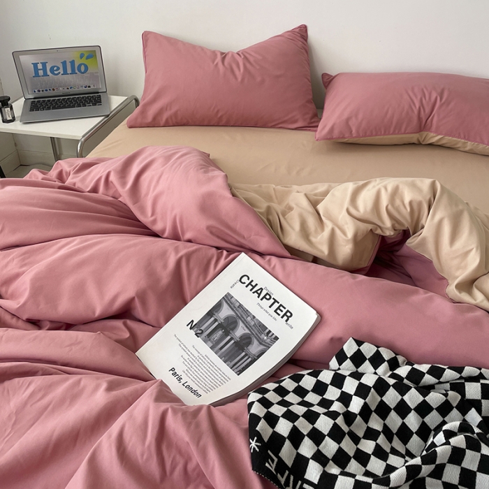 91家纺网 家纺一手货源 找家纺 （总）蓝淋家纺 2023新款双拼水洗棉高级感亲肤四件套/三件套