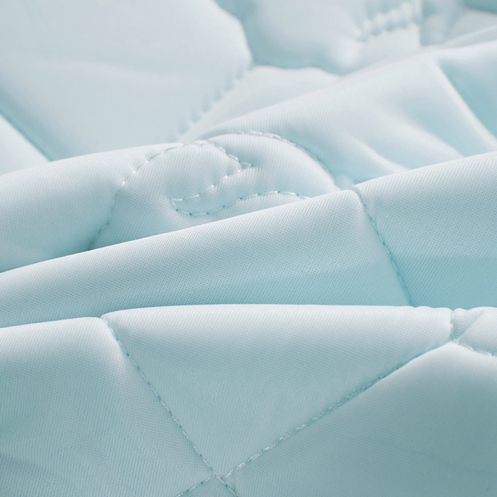 91家纺网 家纺一手货源 找家纺 西域种棉人 新疆棉花凉席冰丝凉感丝平铺款加厚床单款三件套纯色水洗海洋蓝