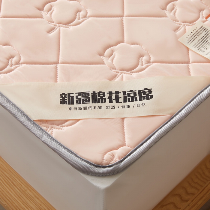 91家纺网 家纺一手货源 找家纺 西域种棉人 新疆棉花凉席冰丝凉感丝平铺款加厚床单款三件套纯色水洗藕荷玉