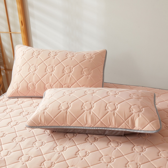 91家纺网 家纺一手货源 找家纺 西域种棉人 新疆棉花凉席冰丝凉感丝平铺款加厚床单款三件套纯色水洗藕荷玉