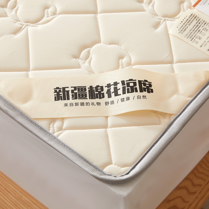 91家纺网 家纺一手货源 找家纺 西域种棉人 新疆棉花凉席冰丝凉感丝平铺款加厚床单款三件套纯色水洗珍珠白