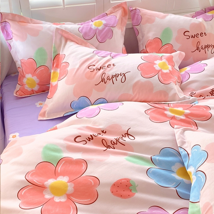 91家纺网 家纺一手货源 找家纺 好亿来  2025新款植物羊绒加厚斜纹磨毛单被套 爱花如韵