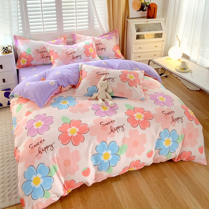 91家纺网 家纺一手货源 找家纺 好亿来  2025新款植物羊绒加厚斜纹磨毛单被套 爱花如韵