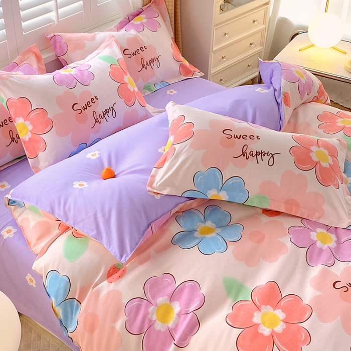 91家纺网 家纺一手货源 找家纺 好亿来  2025新款植物羊绒加厚斜纹磨毛单被套 爱花如韵