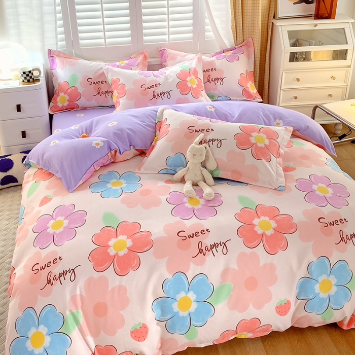 91家纺网 家纺一手货源 找家纺 好亿来  2025新款植物羊绒加厚斜纹磨毛单被套 爱花如韵