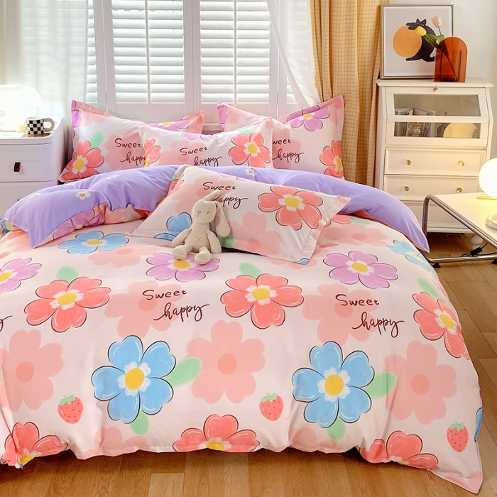 91家纺网 家纺一手货源 找家纺 好亿来  2025新款植物羊绒加厚斜纹磨毛单被套 爱花如韵